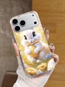 Easter Bunny & Egg Print Transparent Soft TPU Shockproof Phone Case, Cute Style, Suitable For Easter/Daily Use/Friend Gift. Compatible With IPhone 11/13 Pro Max/15/17/17 Pro Max & Galaxy S24 Ultra/S25 Ultra - Clear - View 3