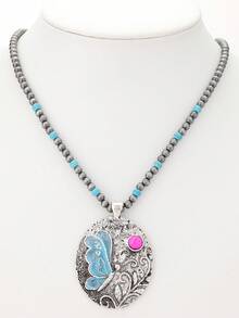 1pc Artistic Butterfly Painted Drip Oil Pendant Necklace For Women - Necklace - View 8