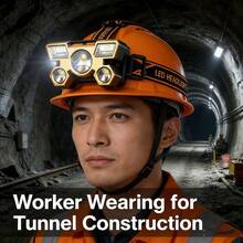 High-Power Spotlight, Long-Range LED Headlamp, Telescopic Zoom Headlamp, Flashlight, Fishing Light, Camping Fishing Light - Orange - View 4