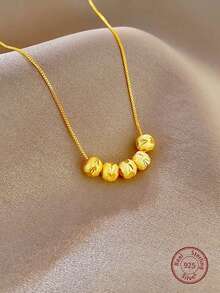 1 Peça Colar Gargantilha com Pingente Minimalista de Prata Esterlina S925, Pingente Fofo, Presente de Formatura para Filha, Presente Fashionável para Família, Item Comemorativo Único de Amizade e Família - contas redondas - Visão 9