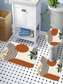 1. Bohemian Style Medieval Shower Curtain Set, Includes Toilet Seat Cover And Non-Slip Mat, Abstract Geometric Pattern 4-Piece Set\N2. Modern Minimalist Shower Curtain Set With 12 Hooks, Suitable For Bathroom - A - View 7