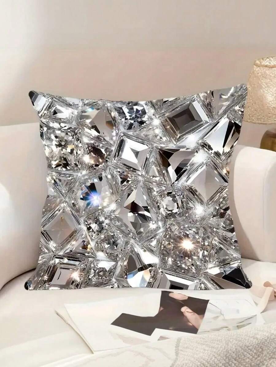 1/2/4pcs Bohemian Modern Luxury Rhombus Pattern Throw Pillow Covers - Made Of Soft Polyester Fabric With Zipper Closure, Suitable For Living Room, Bedroom, Office And Car Decor, Fashionable Home And Automotive Decor, Living Room Decor, Shiny Polyester Fabric Decorative Pillow Covers - Multicolor - View 1