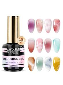 GELPOLISH 18毫升春夏绽放凝胶，透明UV LED绽放凝胶指甲油，营造扩散效果，大理石纹、天然石材、水彩花卉图案，可卸除，DIY美甲设计，指甲护理，情人节礼物（送给她） - 無色 - 查看 1