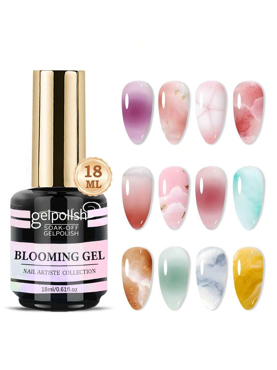 GELPOLISH 18毫升春夏绽放凝胶,透明UV LED绽放凝胶指甲油,营造扩散效果,大理石纹、天然石材、水彩花卉图案,可卸除,DIY美甲设计,指甲护理,情人节礼物(送给她) - 無色 - 查看 1