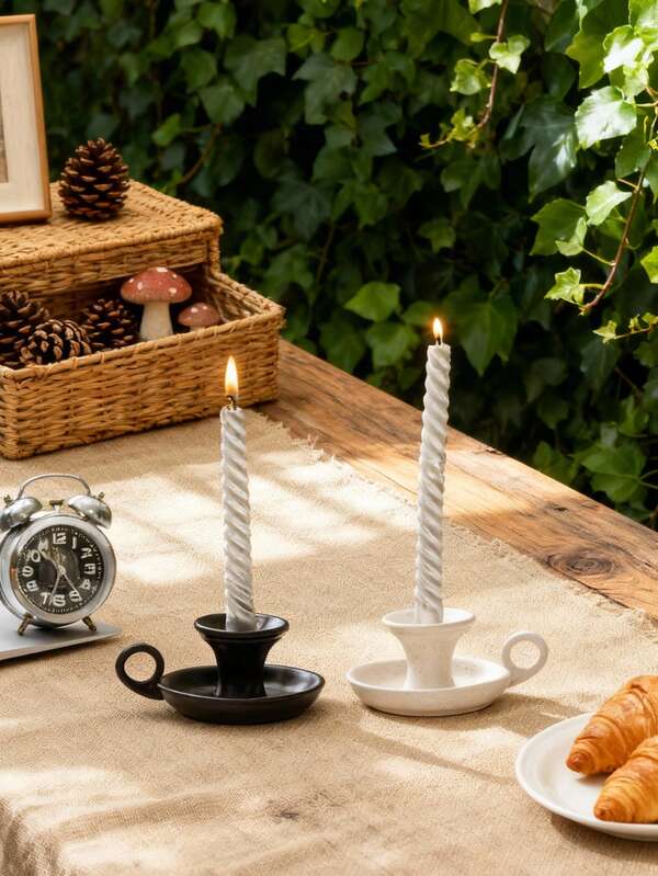 1pc Cup-Shaped Ceramic Candlestick - Creative Design | Exquisite Home Decor For Living/Dining Room & Festive Use