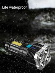 2pcs/1pc Rechargeable 5/4 LED Flashlight, Ultra Bright Tactical Headlamp, Battery Level Indicator, Waterproof Design, Suitable For Camping, Hiking And Emergency Situations. - L-29 - 查看 6
