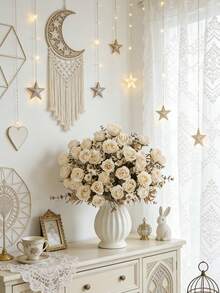 1/3/80pcs 11.41 Inch Artificial Rose Bouquet, Daisy, Eucalyptus Leaves, Suitable For Home Decor, Garden Decor, Wall Decor, Bedroom Decor, Wedding Decor, Dining Table Decor, Party Decor, Birthday Decor, Indoor & Outdoor Decor, Valentine's Day Gift, Llama Decor, Spring Decor, Valentine's Day Decor - Beige - View 6