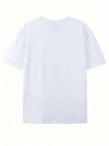 Disney Authorized-Men's Cotton Short-Sleeved T-Shirt, Disney Mickey Mouse Men's Patterned T-Shirt-White Summer Short-Sleeved T-Shirt, Letter Design, Breathable Round Neck, Adult Loose Casual Shirt, Fan Products, Playful Design, Machine Washing. - 白色 - 查看 2