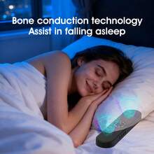 骨传导蓝牙音乐盒，带显示屏的白噪音枕头音箱，可重复使用，有助于睡眠和放松，USB供电 - 黑色骨傳導睡眠寶 - 查看 2