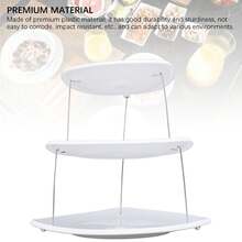 3-Tier Folding Dessert Stand - Multifunctional White Plastic And Stainless Steel Tower For Serving Cakes, Fruits, Snacks And Sweets - Elegant Triangular Design - White - View 5