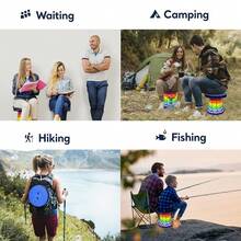 Upgraded Portable Folding Stool With Seat Cushion And Nylon Bag Adjustable Stool With 350lbs Load Capacity Collapsible Camping Stool For Adults Outdoor Travel, Fishing. (1, Blue Rainbow) - BlueRainbow - View 9
