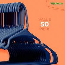 Clothes Hangers Plastic 50 Pack For Adults - Plastic Hangers, The Perfect Coat Hanger And Space Saving Clothes Hangers For Closet, Percheros Ganchos Para Colgar Ropa Hangars - Navy Hangers - Navy - 查看 7