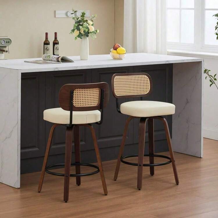 Barstools - Beige + PU Leather + Foam-1 - View 10