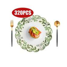1pc/Set Eucalyptus Leaf Linen Round Placemat, 38cm, Seasonal Kitchen Dining Table Decor, Spring Home Decor, Spring Wedding Home Decoration - Multicolor - View 12