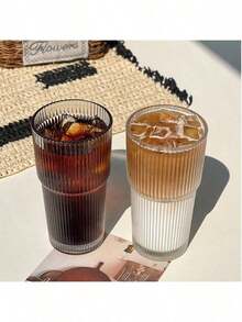 20.28oz Glass Coffee Cup With Lid And Straw, 600ml Multi-Purpose Insulated Reusable Glass Cup, Hand Wash Only, Suitable For Home, Office And Travel - 1pc - Multicolor - View 2
