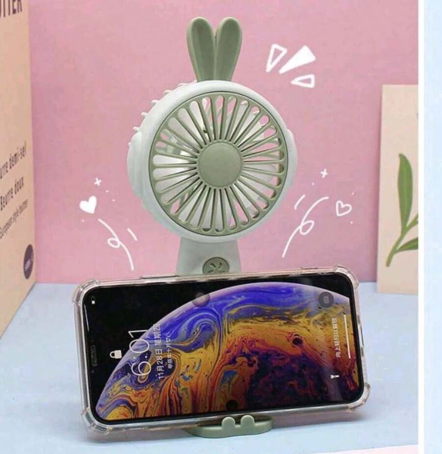 Mini Ventilador Portatil con bateria recargable 3 velocidad usb - Celeste - Ver 1