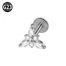 1件装 Cz 叶子 G23 纯钛耳骨耳钉 16G 内螺纹锆石蝴蝶耳廓耳屏穿刺饰品 - 如圖 - 查看 23