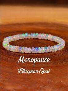 可调节弹力手链，镶嵌天然蛋白石，有助于更年期女性保持情绪平衡 - 彩色 - 查看 6