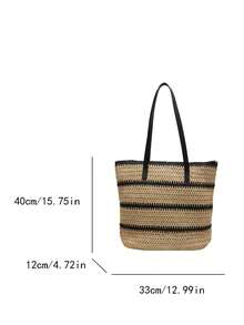 Chiếc túi đeo vai dệt đơn giản nhưng thanh lịch này có sự phối màu tương phản và hai quai xách, cho phép bạn xách tay hoặc đeo vai, rất đa dụng. Thiết kế rộng rãi giúp túi phù hợp cho đi biển, du lịch, nghỉ mát, đi làm, mặc thường ngày và phong cách tối giản. Đây là vật dụng không thể thiếu cho những kỳ nghỉ biển. - màu đen - Xem 3