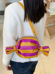 Niche Versatile Striped Candy-Shaped Shoulder Bag, Suitable For Daily Outings - Multicolor - View 8