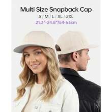 2XL XL L Oversized Snapback Hat For Men & Women, M S Flat Bill Baseball Cap, 1OO% Cotton Structured Blank Cap - Màu be - Xem 3