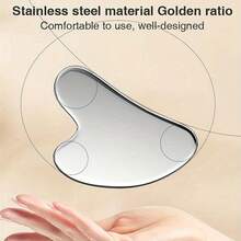 CIMACA Tabla Gua Sha de acero inoxidable - Adecuada para masaje linfático, contorneado de la línea de la mandíbula, reducción de la hinchazón y ojeras - Apta para todo tipo de pieles - Herramienta para el cuidado de la piel y eliminación del maquillaje, diseño de moda, exfoliación suave, esencial para entusiastas de la belleza. Ideal para Gua Sha suave, apta para todo tipo de pieles, imprescindible para el spa y la belleza en casa - Plateado - Ver 5