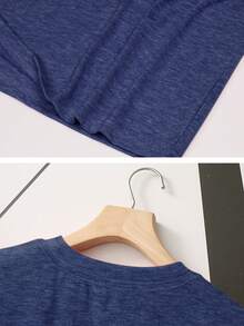 Ladies' Casual Summer T-Shirt| Women'S Knotted Hem Design With Graphic Print 'If I Shenan Once, I'll Shenanigan', Round Neck, Comfortable Fit For Everyday Wear And Sports, Fashion Street Style Tee,Graphic Round Neck Women's Tee - Valentine's Day Gift & Outfit, Soft Breathable| Daily Casual - 藍色 - 查看 4