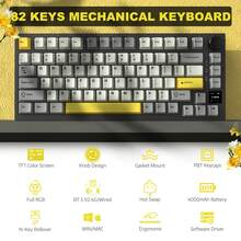 ATTACK SHARK Ajazz Wireless Mechanical Gaming Keyboard Hot Swappable TFT Display & Knob RGB Backlit BT 5.1/2.4Ghz /Type-C Wired Gasket-Mounted Custom Keyboard For PC/Win - Multicolor - View 2
