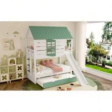 Kids Bed Frames, Headboards & Footboards - White+Green + MDF + Pine + Plywood + 90cm*200cm-1 - View 8