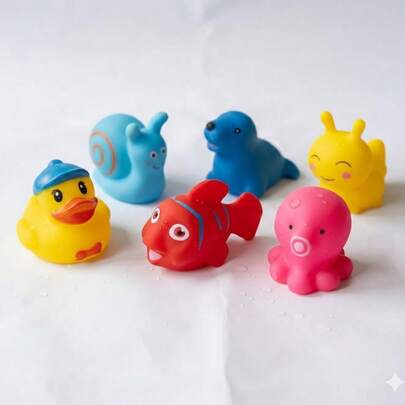 Kit 6/8 Bichinhos Para Banheira Banho Piscina Brincar Na Água Brinquedo Interativo Flutua Patinho