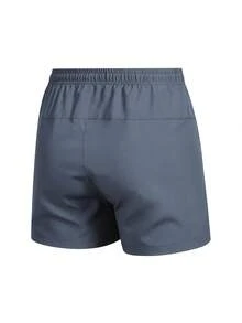 Men's Summer Quick-Dry Beach Shorts, Solid Color Drawstring Printed Bermuda Shorts, Suitable For Beach, Vacation, Outdoor, Running - Dark Grey - View 3