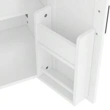 Freestanding Bathroom Vanity Unit 60 X 46 X 84.8 Cm With Integrated Sink, Lacquered Finish, Double-Door Shelves, Practical Drawers, Adjustable Shelves, Integrated Ceramic Sink, White - White - View 11