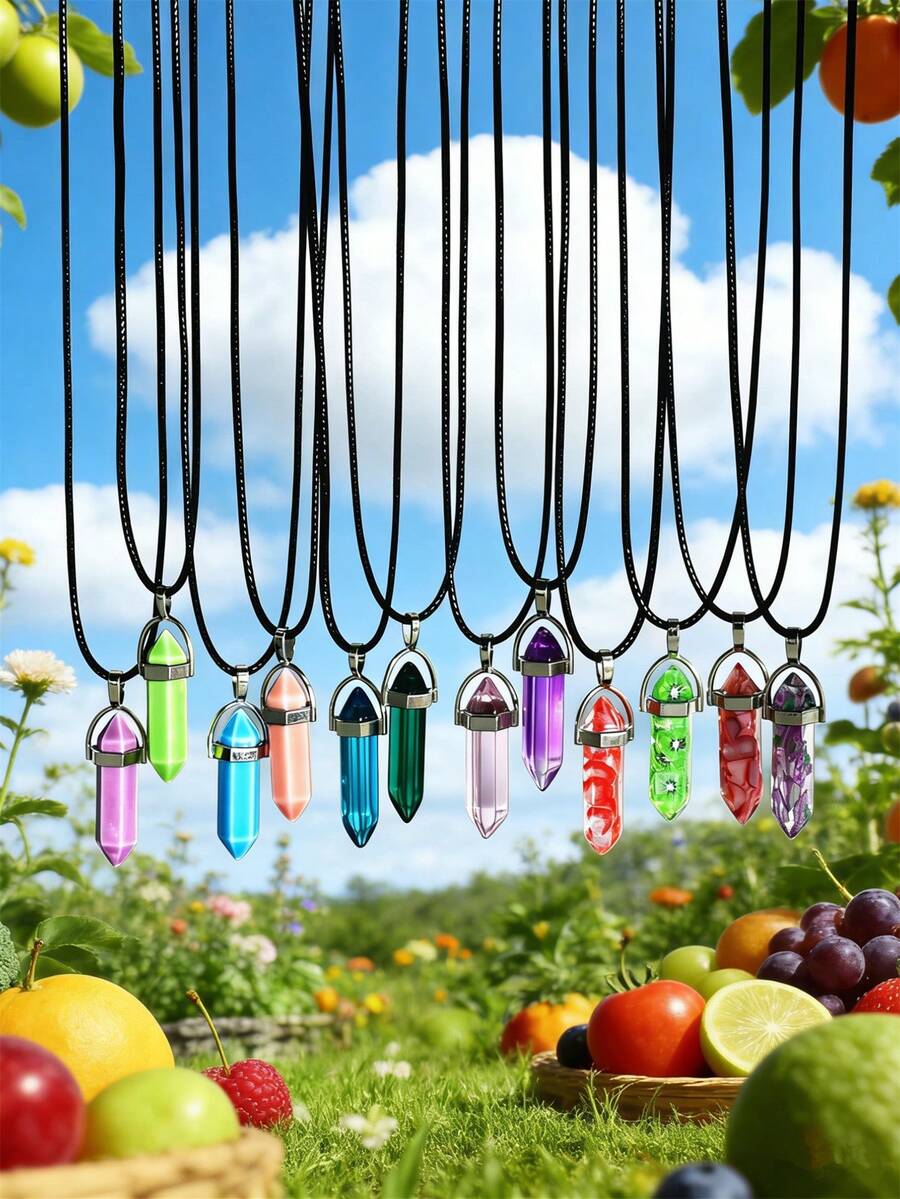 12 piezas/set Collar colgante geométrico - Multicolor - Ver 1