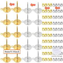 KMEOSCH 160pcs Stainless Steel Flat Earring Studs, Low Allergy Earring Posts With Butterfly Clutches And Rubber Backs, Suitable For Jewelry DIY Crafting - Round Flat Stud Earrings - View 8