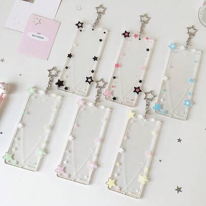 1pc Colorful Star Acrylic Life Quadrant Card Holder, Idol Fan Hanging Accessory, 4-In-1 Small Card Holder