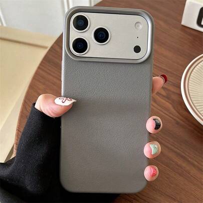 Minimalist Leather Solid Color Texture Fashion Phone Case Compatible With IPhone 17 Pro Max/17 Pro/17 Air/17/16 Pro Max/16 Pro/16/16 Plus/16e/15/15 Pro Max/15 Pro/15 Plus/11/12/13/14 Pro Max/XS/XR/11 Pro/11 Pro Max/12 Pro/12 Pro Max/13 Pro/13 Pro Max/7 Plus/14 Pro/14 Pro Max/14 Plus/7 Plus/8 Plus/8/SE2, Creative Design For Men And Women Anniversary Gift Spring Case