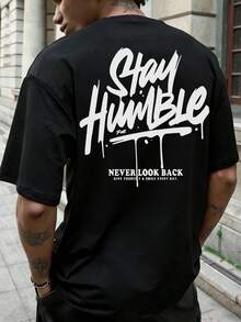 Christmas Short-Sleeved T-Shirt With Round Neck, Graphic Slogan Print In English, Minimalist And Summer Style For Men, Hot Item - 黑色 - 查看 2