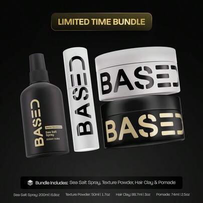 BASED Ultimate Straight/Wavy Hair Styling Bundle | Texture Powder, Clay, Pomade, Sea Salt | BASED Bodyworks | Premium