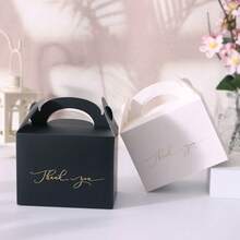 5个带提手的感谢花卉礼盒，白色纸质糖果盒，适用于婚礼回礼、婴儿派对、生日派对、饼干糖果蛋糕包装盒 - 手提盒 - 查看 3