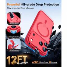 Magnetic For IPhone 17 Pro Max Case(6.9"), Upgraded [Full Camera Protection] [Compatible With Magsafe] [Translucent Matte] Shockproof Protective Phone Case, Orange - Red - View 7