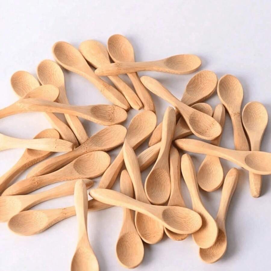 10/20Pcs Mini Bamboo Spoon Wooden Spoon 3.54 * 0.79 Inch Dessert Spoon Small Spoon Coffee Spoon Ice Cream Spoon Seasoning Spoon Round Handle Spoon - Multicolor - View 1
