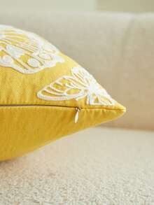 1pc 3D Butterfly Embroidery Decorative Throw Pillow Case, Home Decor Suitable For Living Room, Bedroom, Party And Various Environments, Spring/Summer - Yellow - View 9