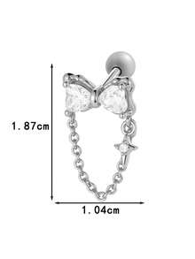 Toppiercing 1pc Fashion Cubic Zirconia Butterfly Stainless Steel Cartilage Earring - Multicolor - View 3
