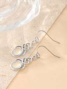 1 Paar bohemische minimalistische Wickel-Ohrringe, ovale Anhänger-Ohrringe, perfekter Urlaubsschmuck für Frauen, kreativ und vielseitig, perfektes Geschenk für sie zu Weihnachten - Silber - Übersicht 5