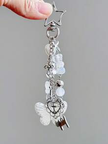 1 PC Y2K Millennium Style Butterfly Bag Charm, Personalized Phone Chain, Teddy Bear Cross Bead Ornament, Keychain - The Perfect Gift - Multicolor - View 10
