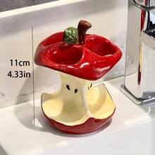 Apple-Shaped Toothbrush Holder - A Bathroom Countertop Storage Device Without Holes, Red And Yellow Color To Prevent Water Accumulation, A Creative Home Gift - Đỏ - Xem 3