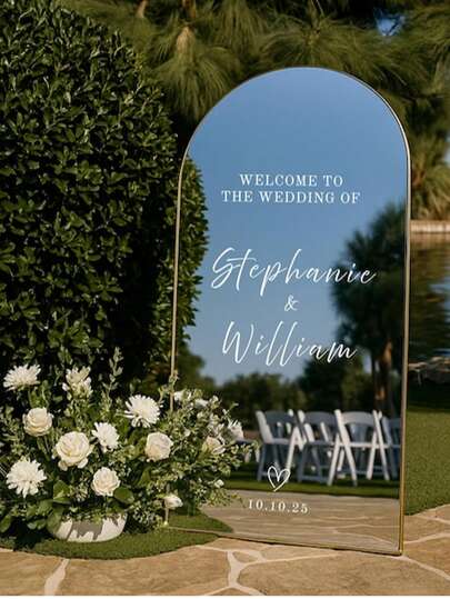 Custom Mirror Stickers Wedding Decor - Wedding Signage Decor DIY Wedding Stickers - Mirror Sticker "Welcome To The Wedding" - Custom Mirror Letter Sticker Stickers - Just Married - Wedding Marriage Decor