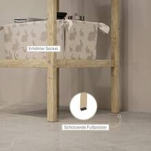 Badrumshylla, badrumshylla i 3 nivåer, fristående hylla i bambu med fotstöd, för badrum, vardagsrum, kök, 33 x 31 x 78 cm, naturligt trä på plats - Naturlig träfärg - Visa 5