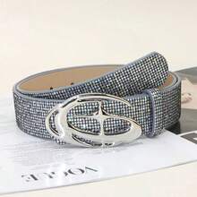 1条女士亮片腰带，闪亮菱形设计，适合搭配连衣裙、牛仔裤，休闲显瘦腰带，是送给女孩、女士的理想礼物，适合任何季节的正式或休闲场合穿着。 - 黑色 - 查看 7