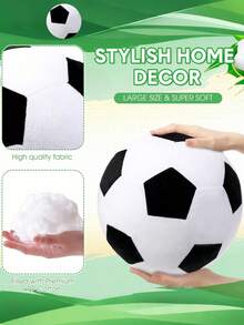 1 Peça Almofada Decorativa da Copa do Mundo 2026, Almofada de Sofá da Copa do Mundo, Almofada Redonda Fofinha de Futebol e Basquete, Almofada Decorativa para Sala de Estar e Quarto, Decoração para Casa, Festa e Casamento - Preto e Branco - Visão 4